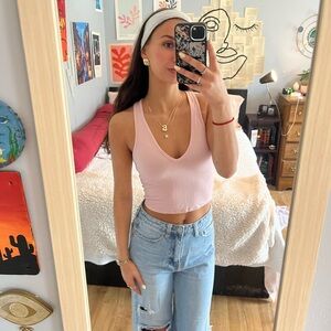 Pink Ribbed Tank Top